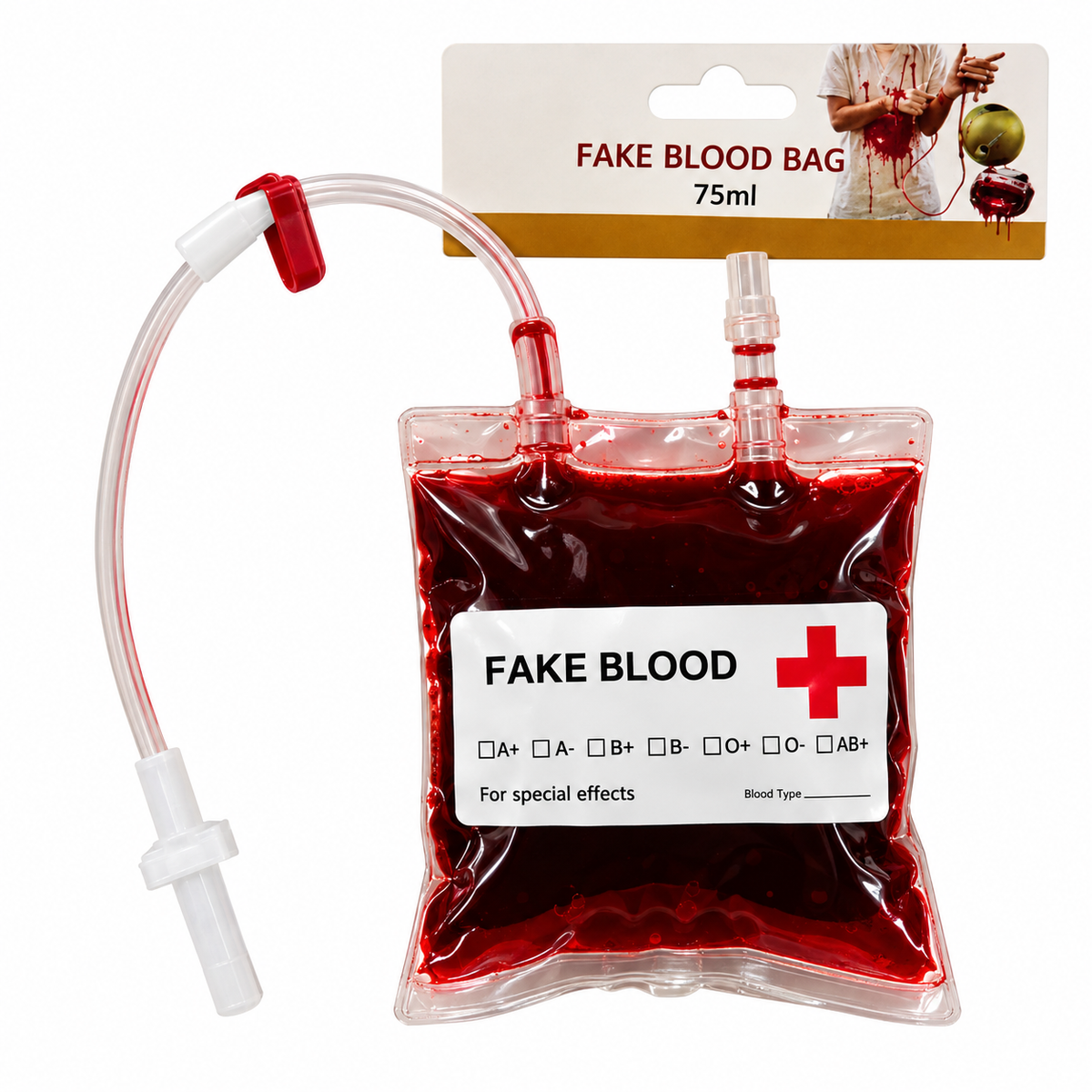 3 Bolsas de Sangre Falsa con Manguera – Maquillaje y Efectos Especiales