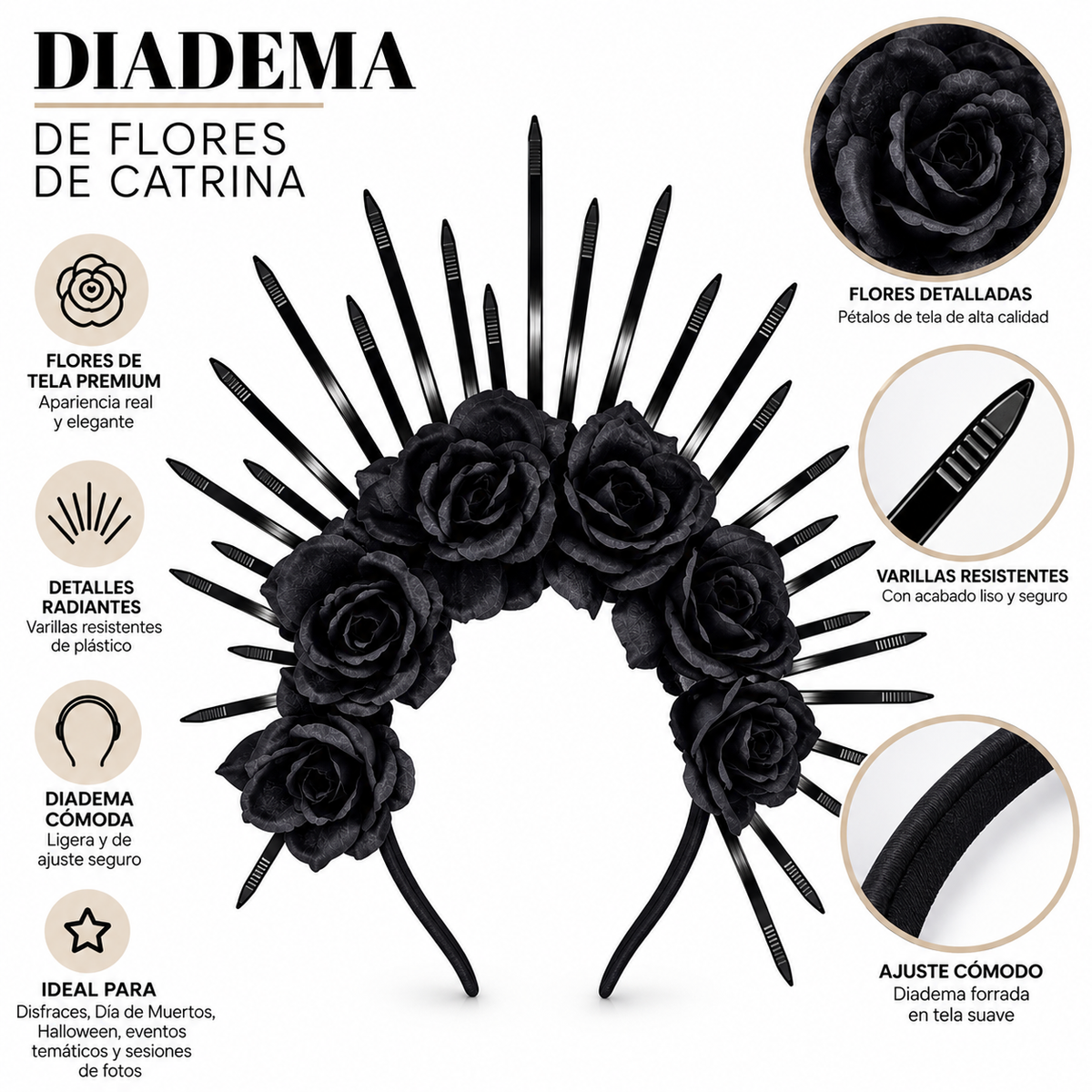 Diadema de Catrina con Rosas