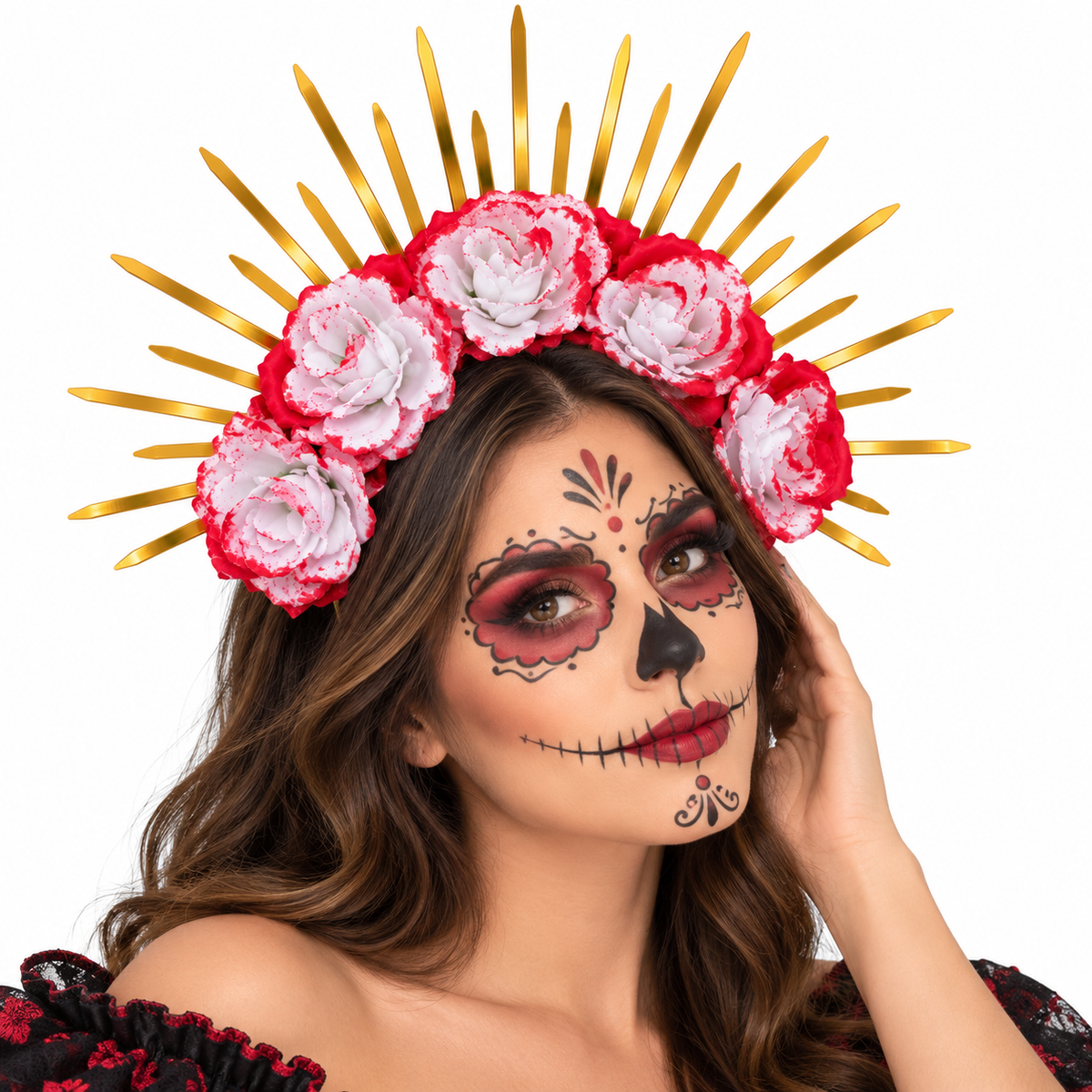 Kit Catrina: 3 Diademas, 1 Guantes y 12 Pinturas Corporales
