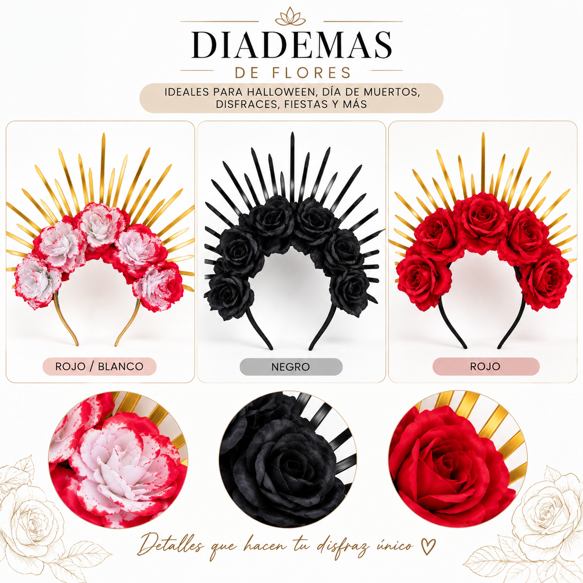 Diadema de Catrina con Rosas