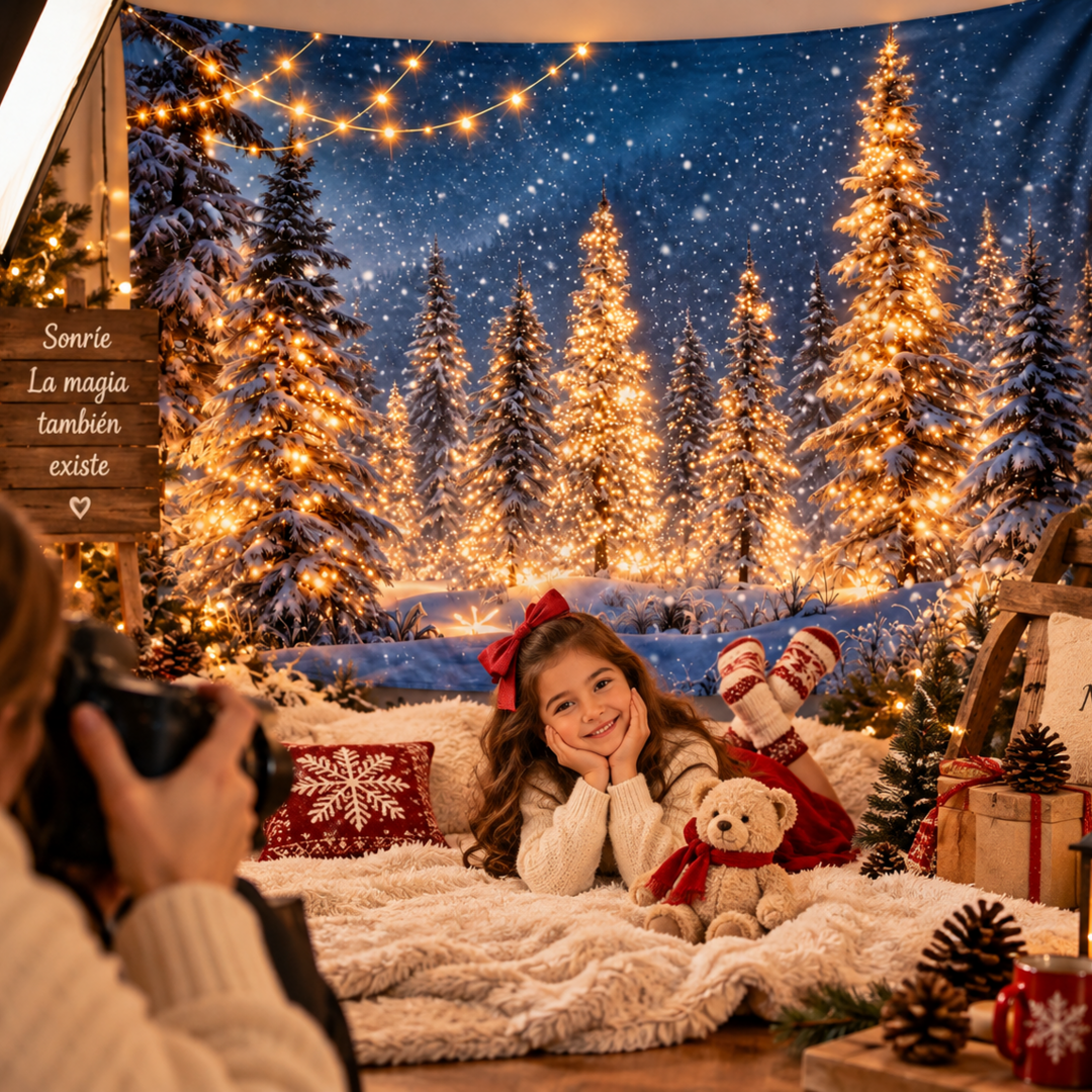 Telón Navideño Árboles Luminosos