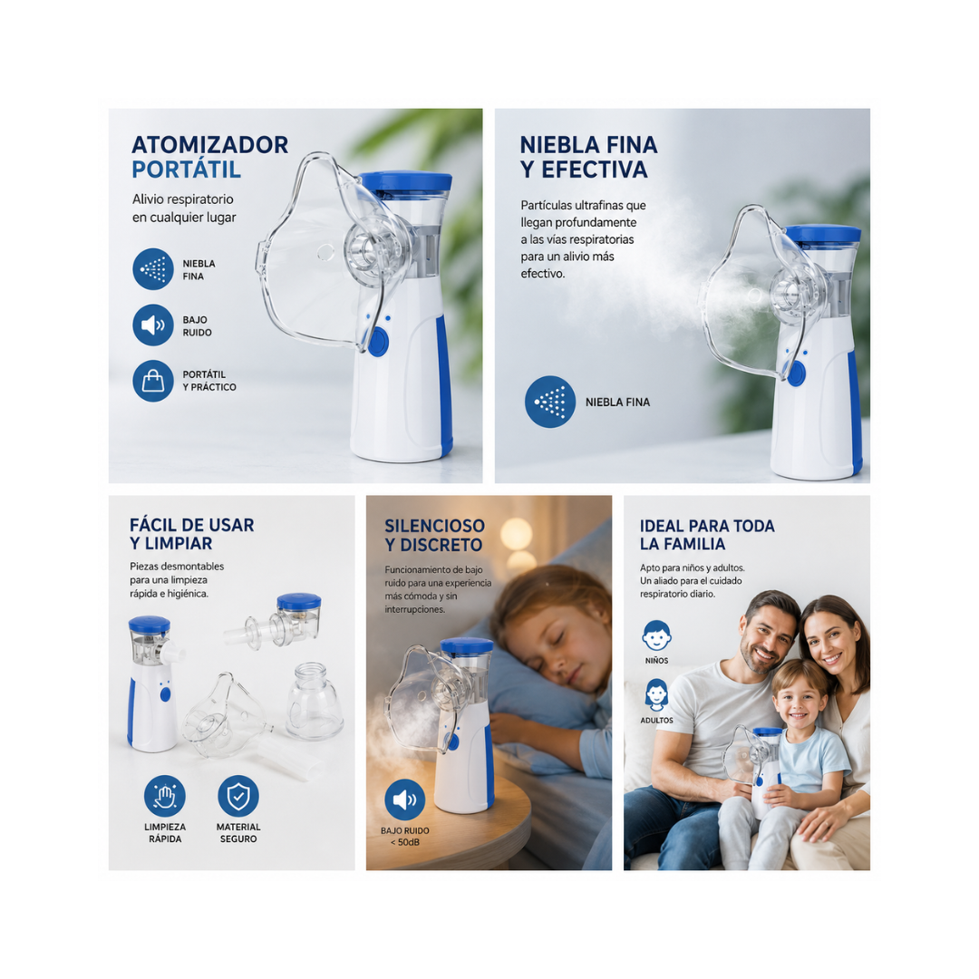 Nebulizador Portátil con Mascarilla para Niños y Adultos