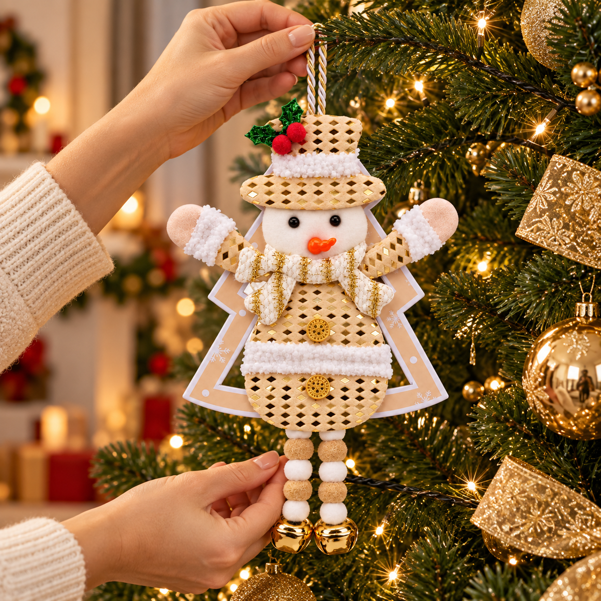 Adorno Colgante Navideño Muñeco de Nieve I 12 Piezas