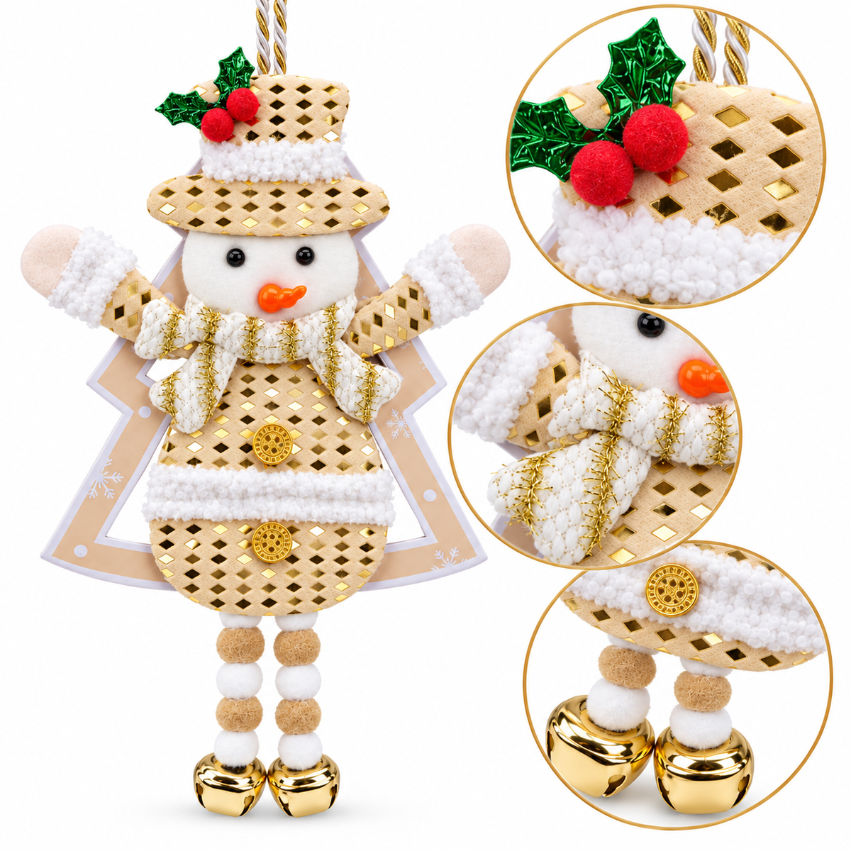Adorno Colgante Navideño Muñeco de Nieve I 12 Piezas