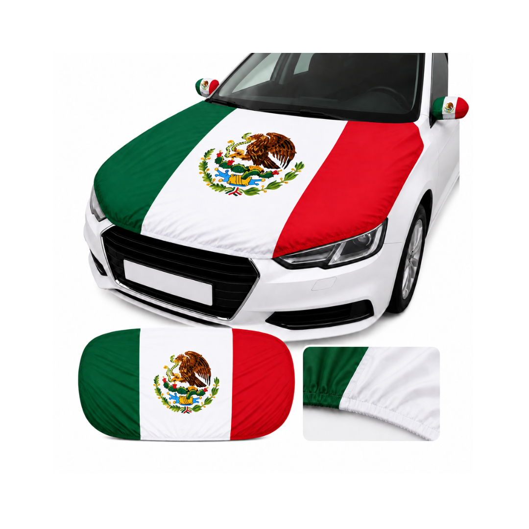 Pack Cubre Cofre y Retrovisor Bandera De México