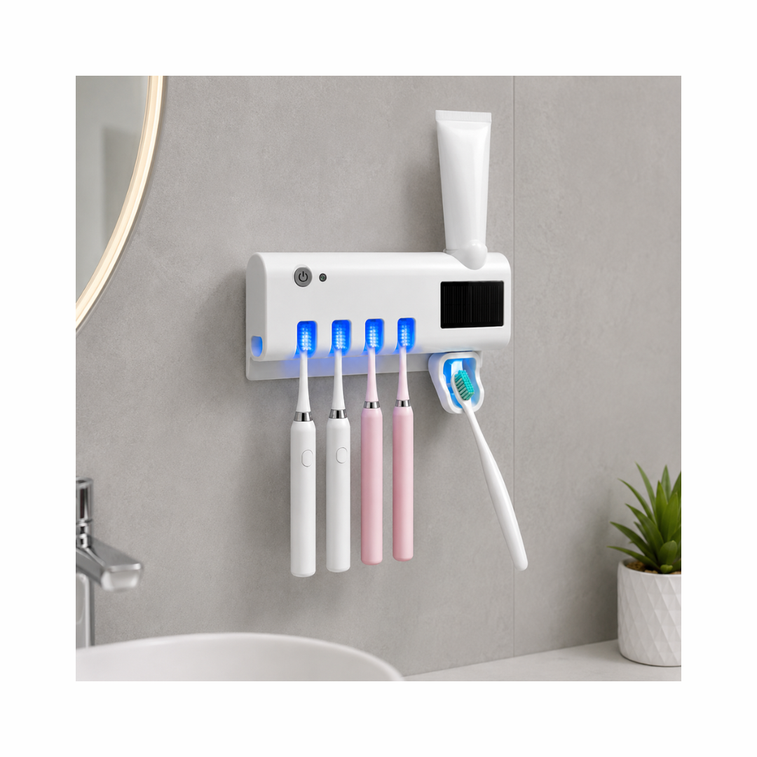 Esterilizador Para 4 Cepillos De Dientes y Dispensador De Pasta
