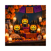 Farol LED de Calabaza para Halloween y Día de Muertos - 6 Piezas