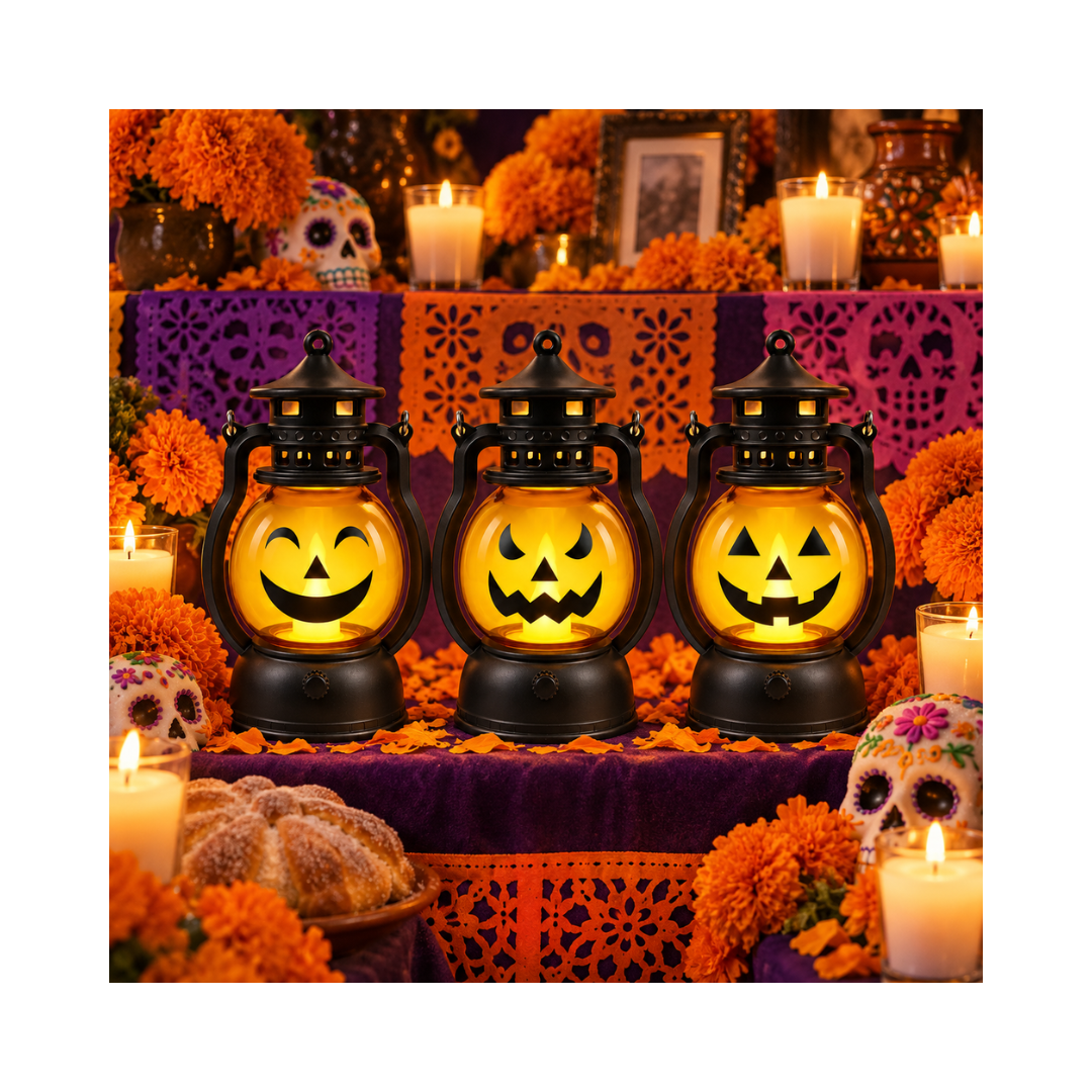 Kit Ofrenda: Mantel, Guirnalda, Velas, Farol y Funda Para Puerta