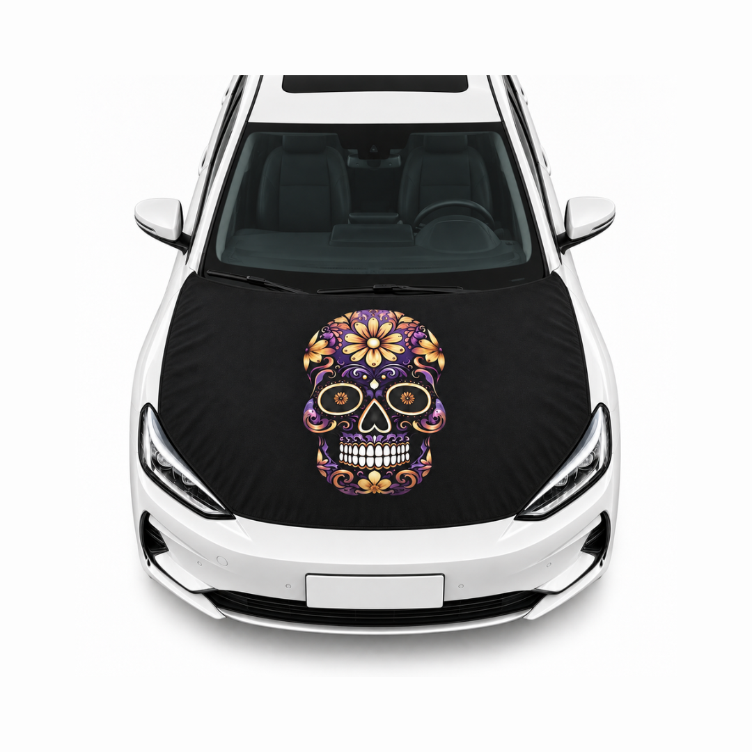 Funda Cubre Cofre Calavera Morada