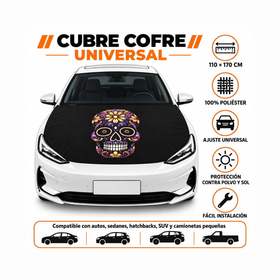 Funda Cubre Cofre Calavera Morada