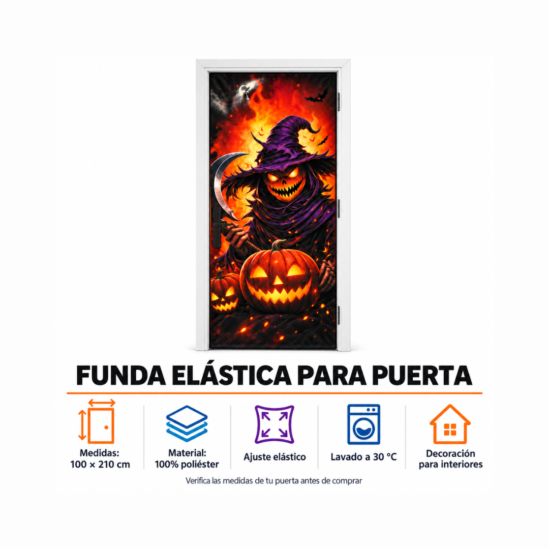 Funda para Puertas Dia de Muertos - Brujo Calabaza
