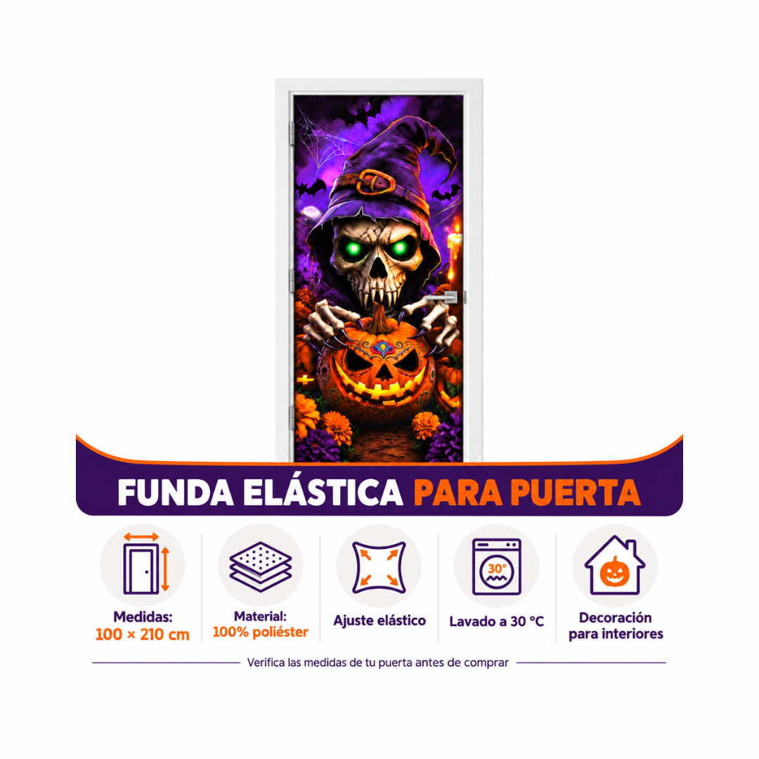 Funda para Puertas Dia de Muertos - Calavera Bruja