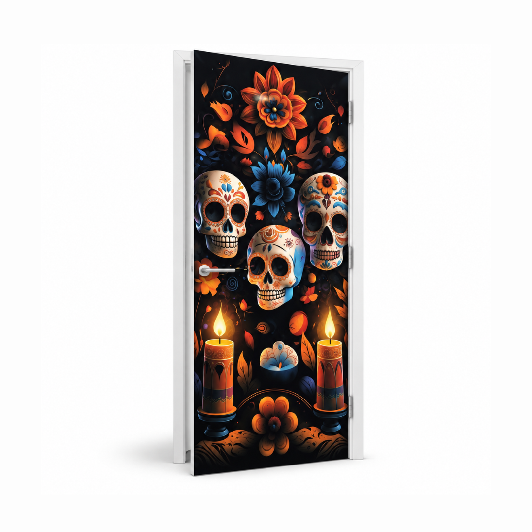 Funda para Puertas Dia de Muertos - Calaveras Tradicionales