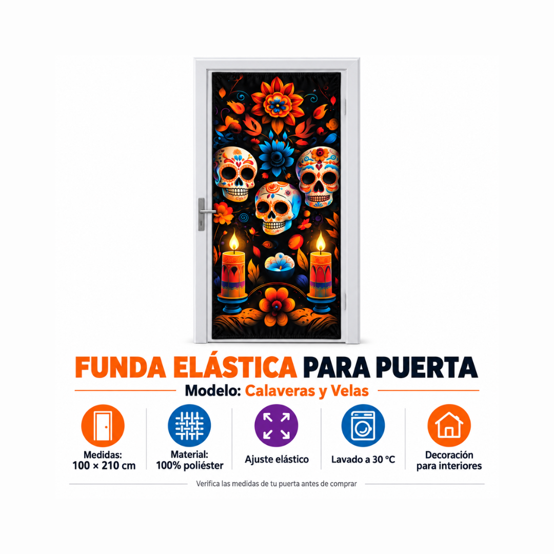 Funda para Puertas Dia de Muertos - Calaveras Tradicionales