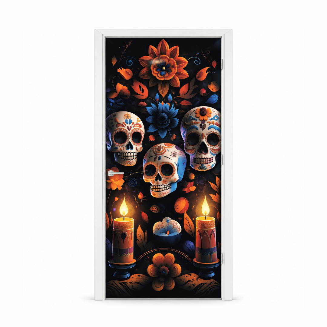 Funda para Puertas Dia de Muertos - Calaveras Tradicionales