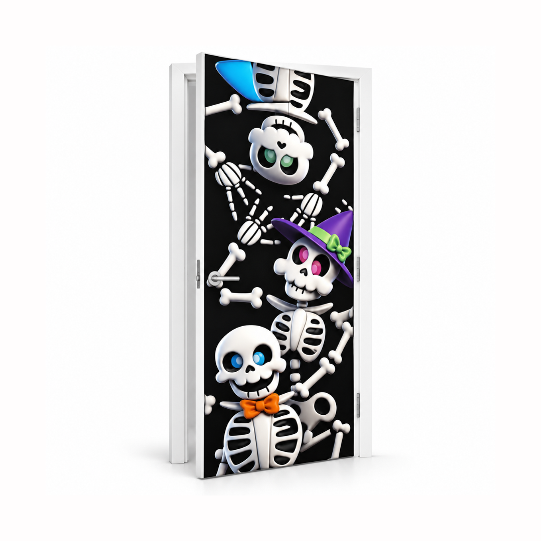 Funda para Puertas Dia de Muertos - Esqueletos Divertidos