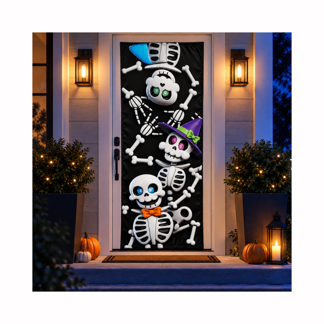 Funda para Puertas Dia de Muertos - Esqueletos Divertidos