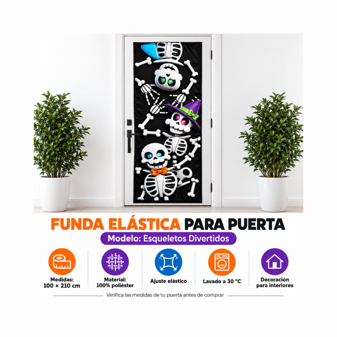 Funda para Puertas Dia de Muertos - Esqueletos Divertidos