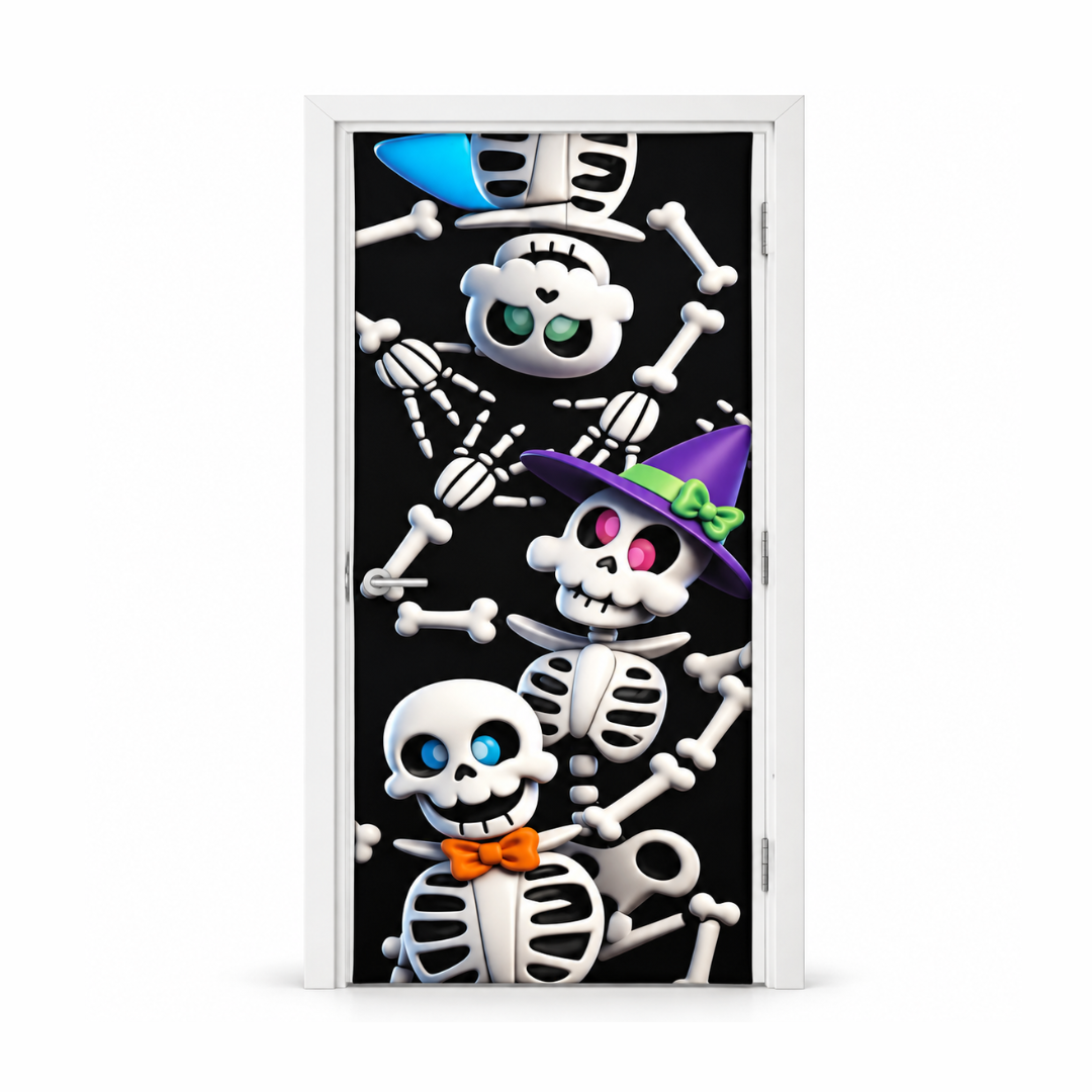 Funda para Puertas Dia de Muertos - Esqueletos Divertidos