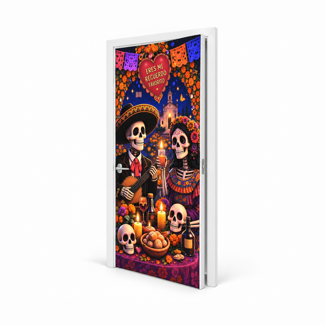 Funda para Puertas Dia de Muertos - Mariachi y Catrina Romántica
