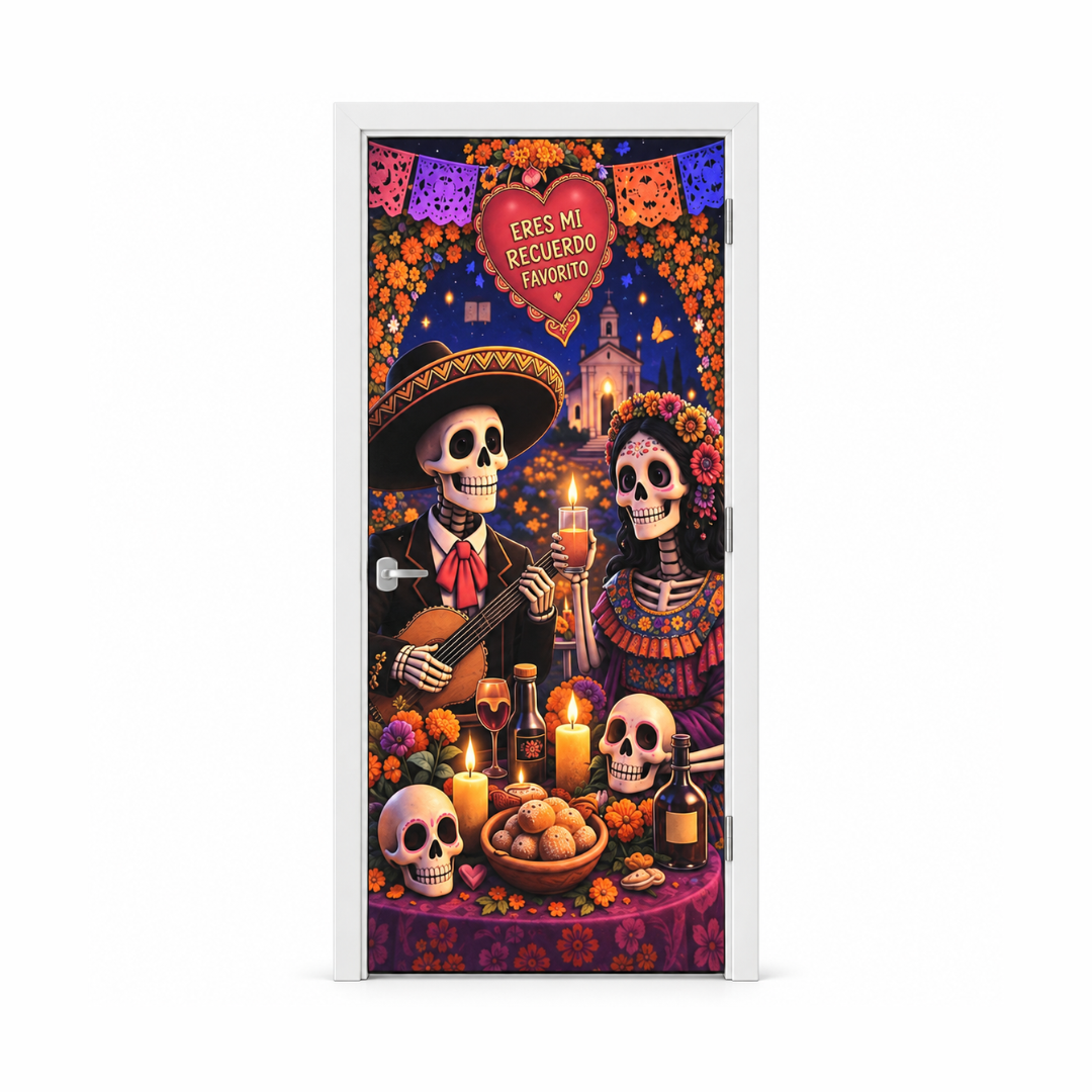 Funda para Puertas Dia de Muertos - Mariachi y Catrina Romántica