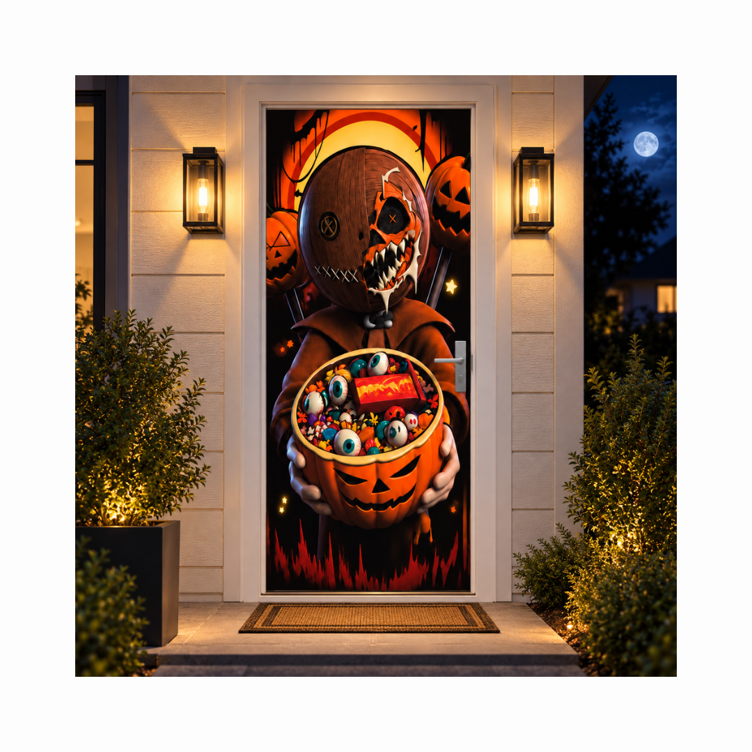 Funda para Puertas Dia de Muertos - Mounstruo Calabaza