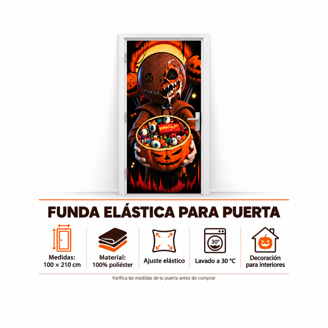 Funda para Puertas Dia de Muertos - Mounstruo Calabaza