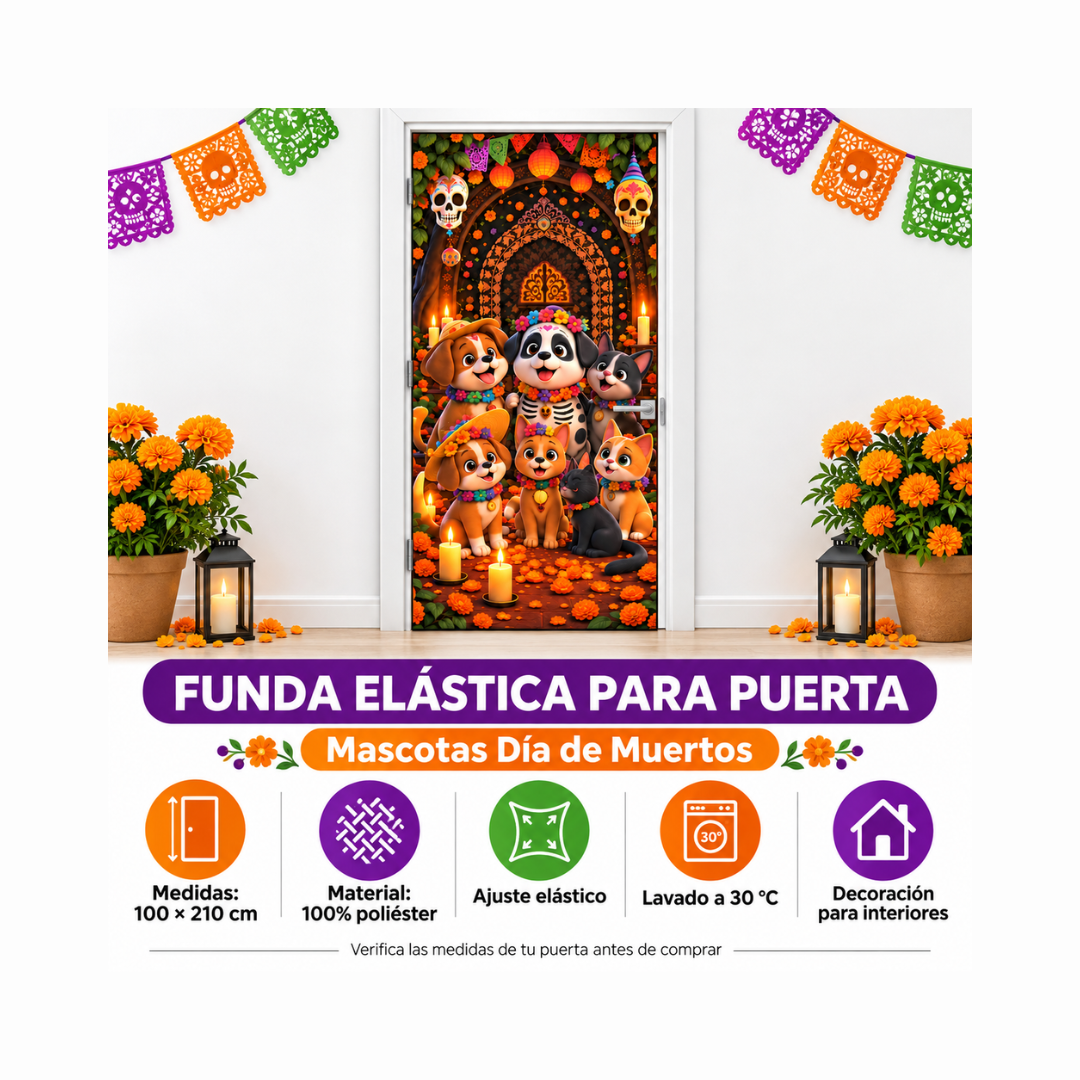 Funda para Puertas Dia de Muertos - Ofrendas Mascotas