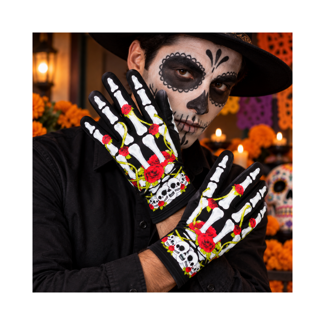 Guantes Estilo Catrina Con Flores