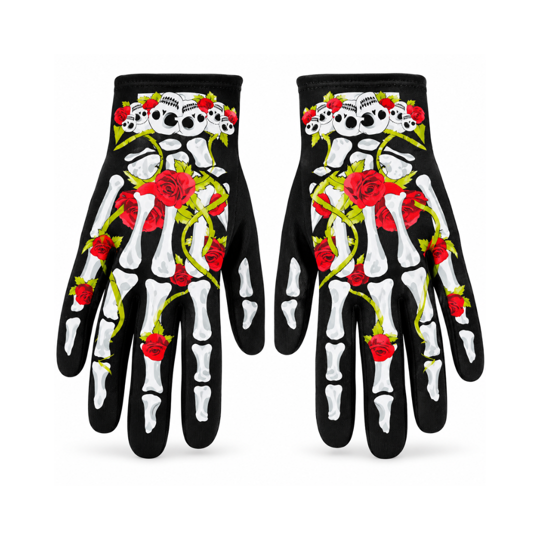 Guantes Estilo Catrina Con Flores