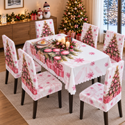 Mantel Navideño Con Diseño Árbol Rosa
