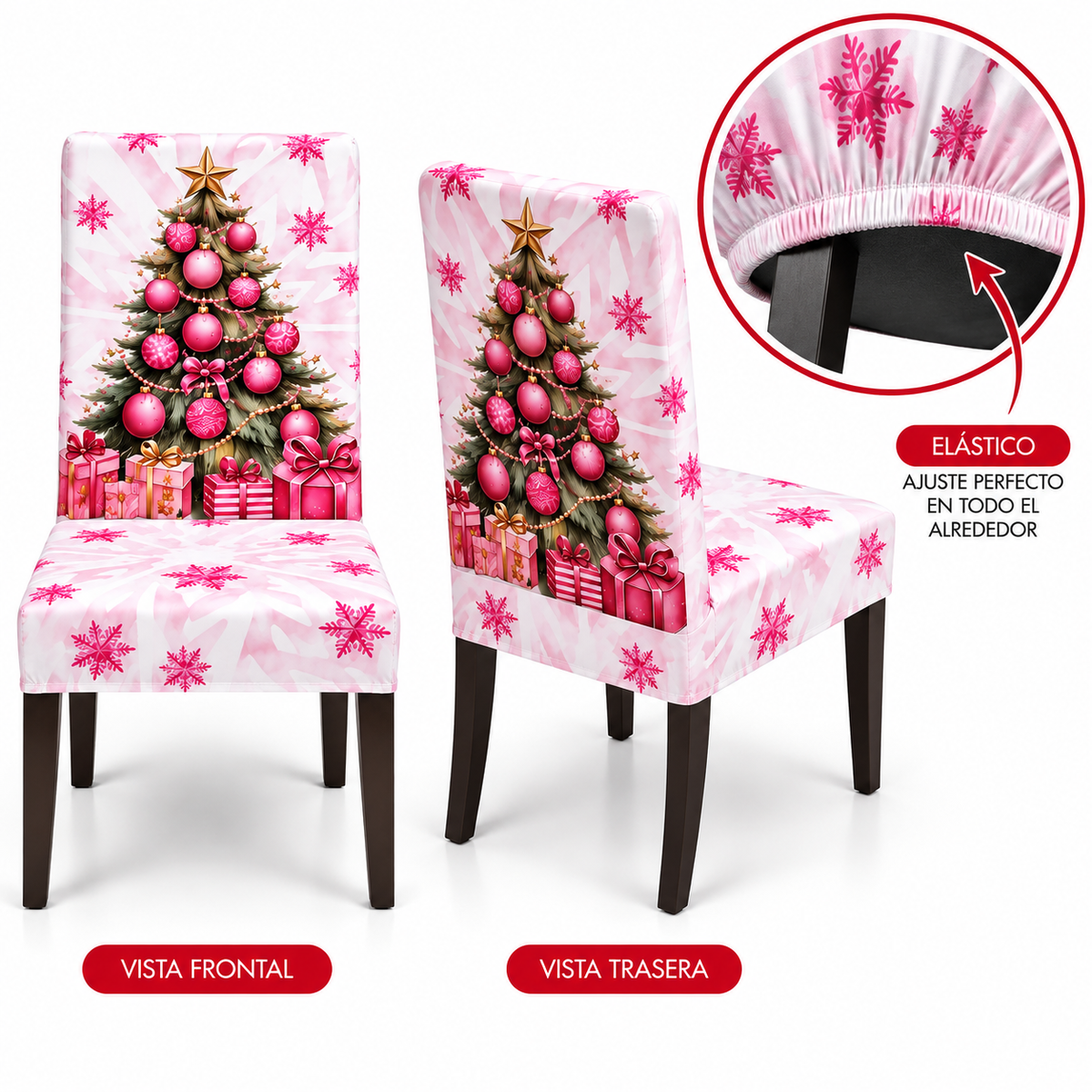Mantel Navideño Con Diseño Árbol Rosa