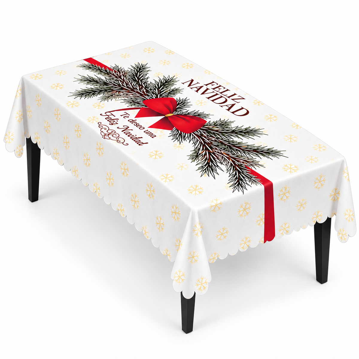 Mantel Navideño Con Diseño Blanco Moño