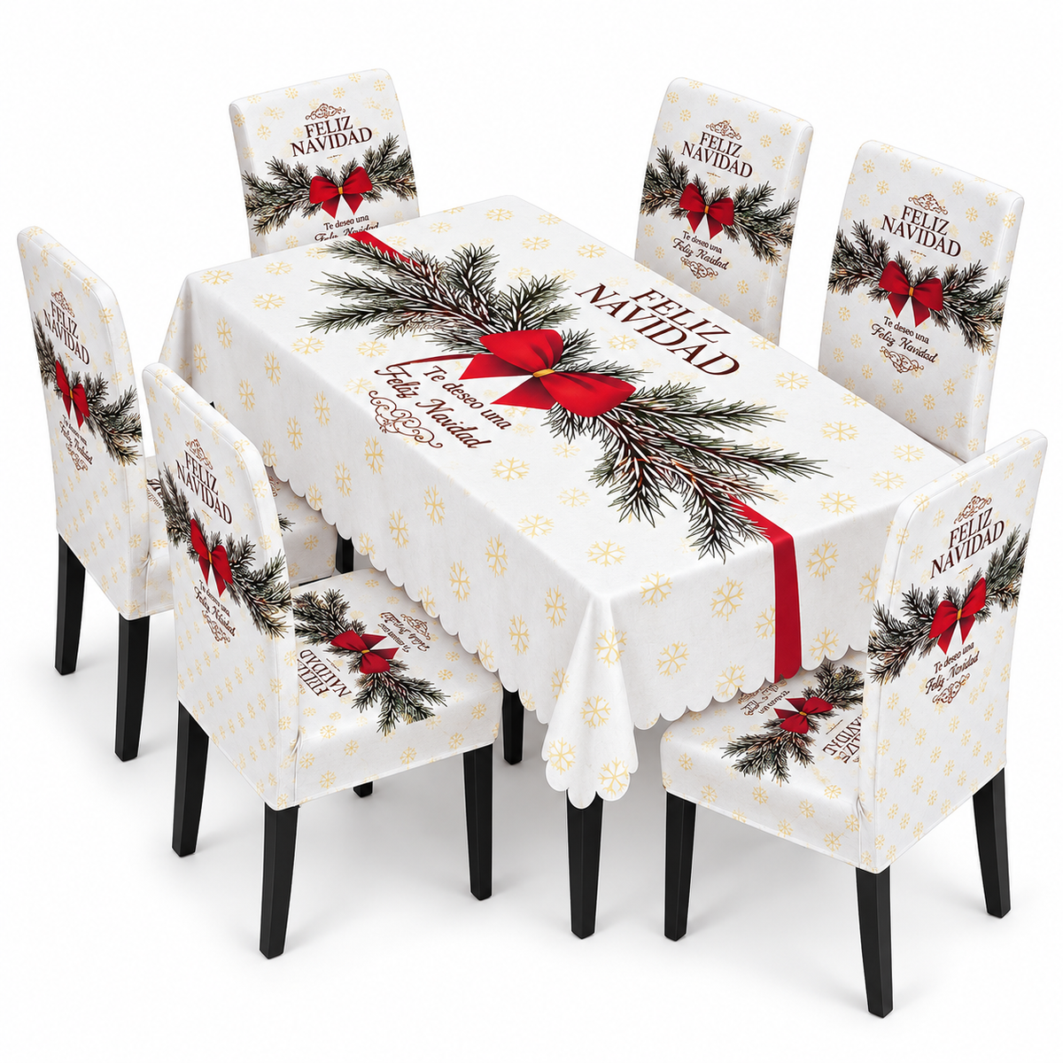 Mantel Navideño Con Diseño Blanco Moño