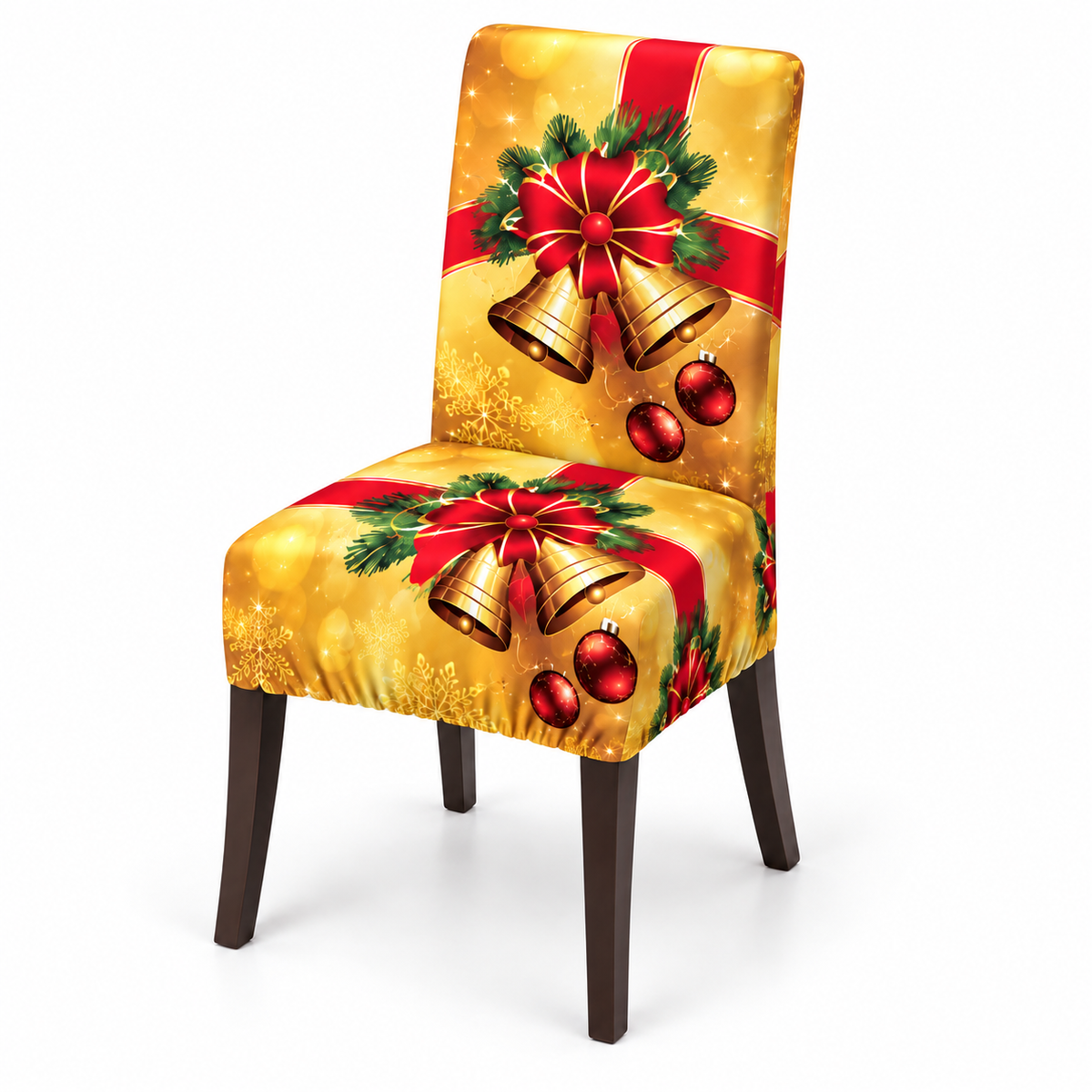 Mantel Y Fundas de Silla Navideño Con Diseño de Campanas