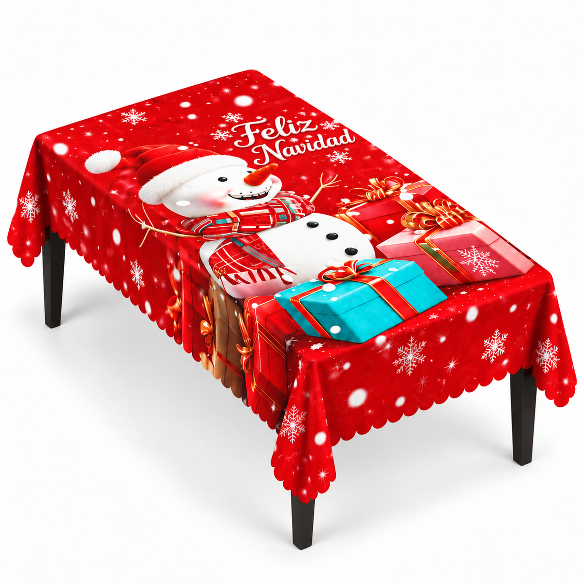 Mantel Y Fundas de Silla Navideño Con Diseño de Muñeco de Nieve