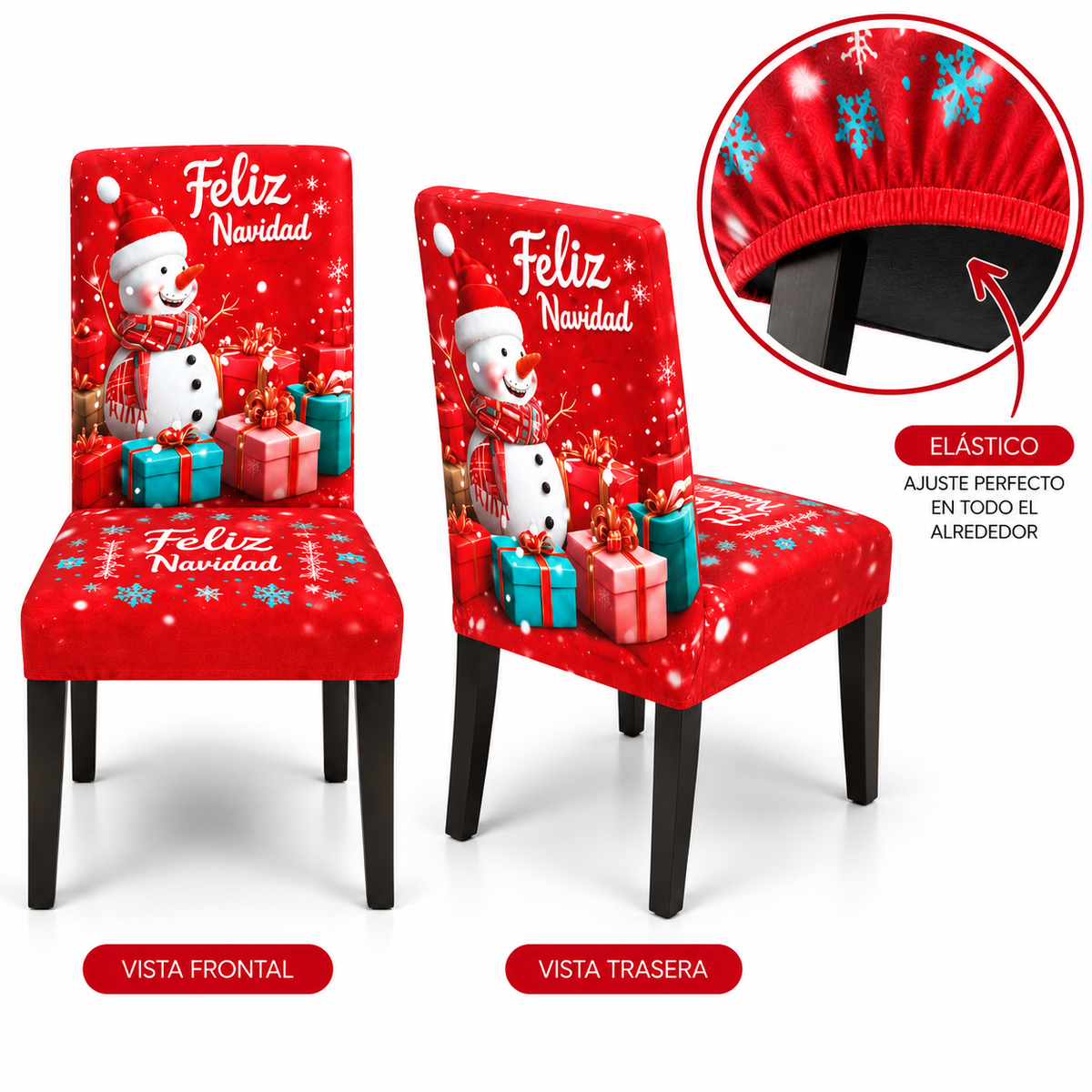 Mantel Y Fundas de Silla Navideño Con Diseño de Muñeco de Nieve