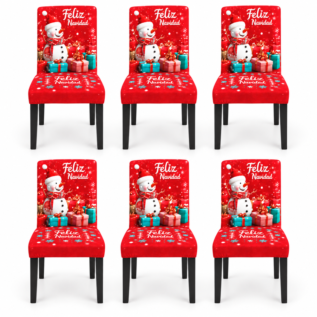 Mantel Y Fundas de Silla Navideño Con Diseño de Muñeco de Nieve