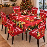 Mantel Y Fundas de Silla Navideño Con Diseño de Reno