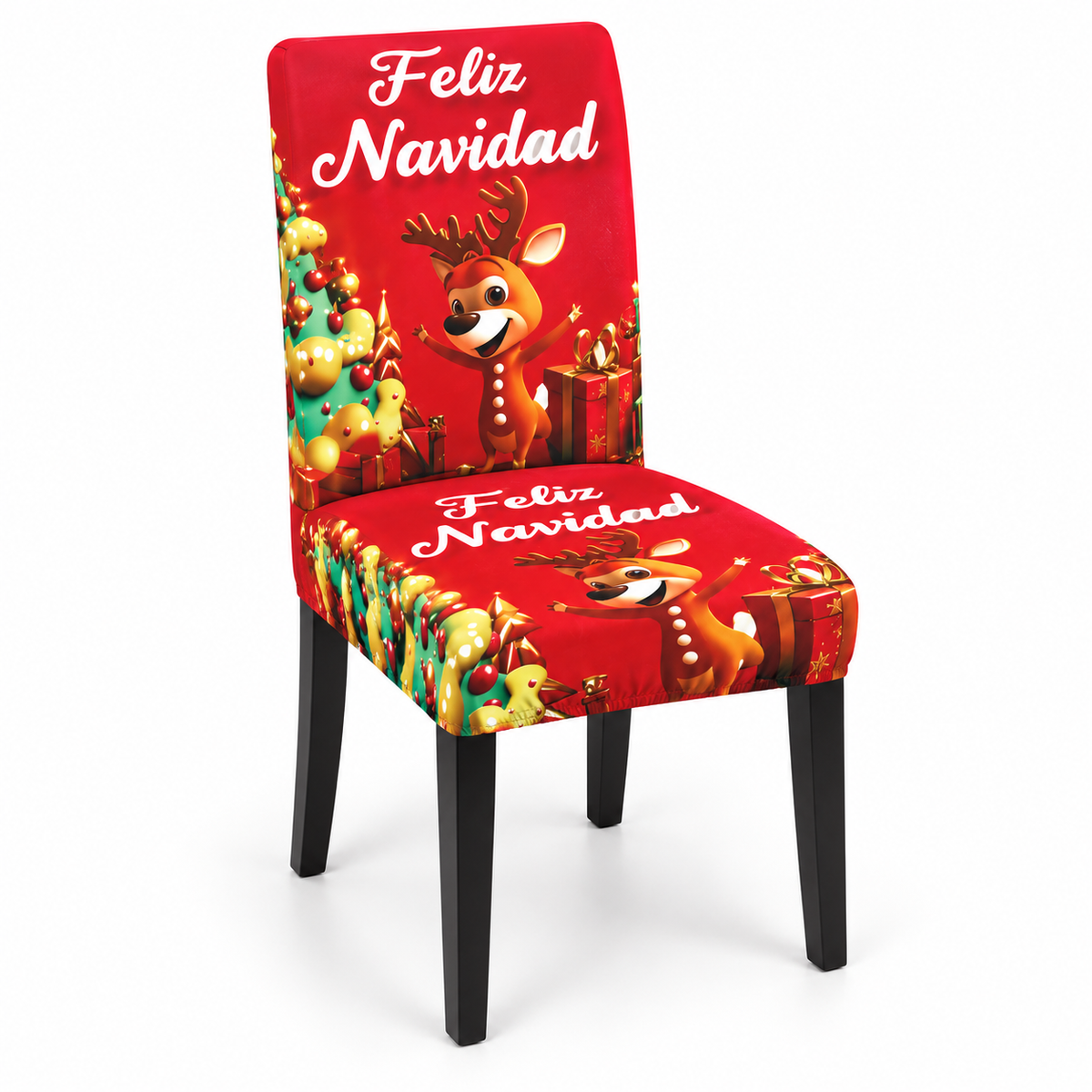 Mantel Y Fundas de Silla Navideño Con Diseño de Reno