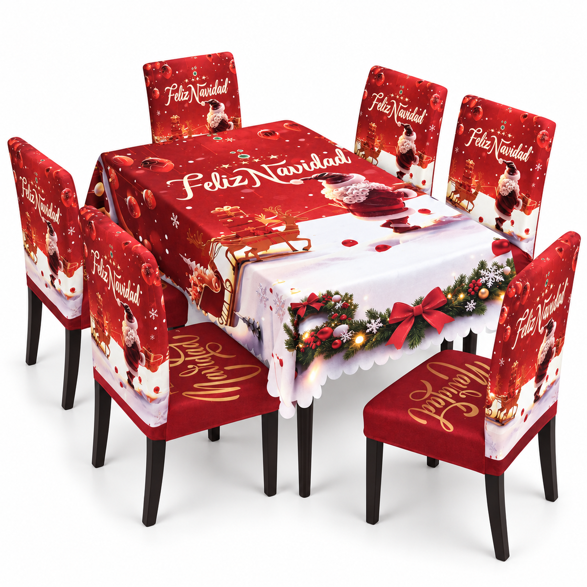 Mantel  Navideño Con Diseño Santa Trineo