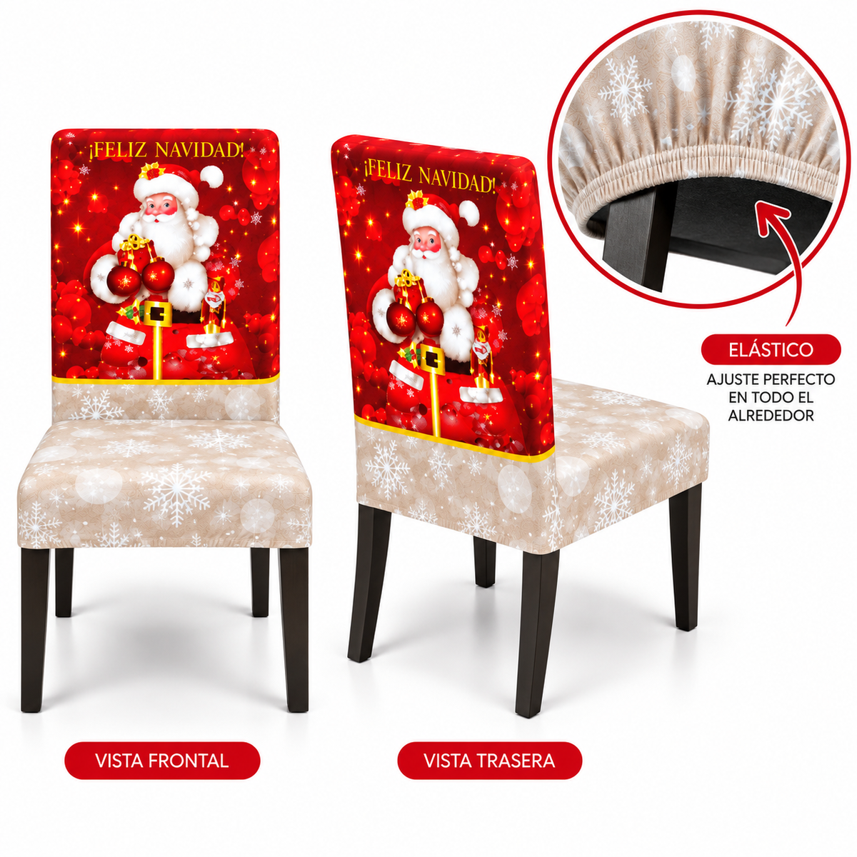 Mantel Y Fundas de Silla Navideño con Diseño de Santa Claus