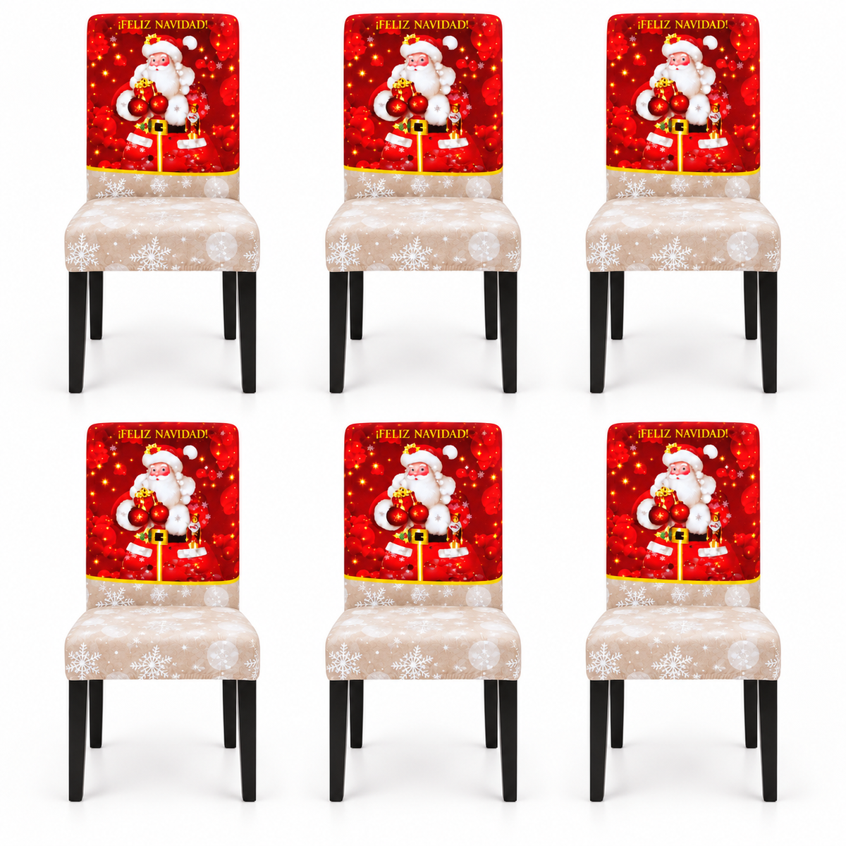 Mantel Y Fundas de Silla Navideño con Diseño de Santa Claus