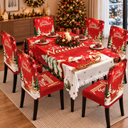 Mantel Y Fundas de Silla Navideño Con Diseño de Trineo