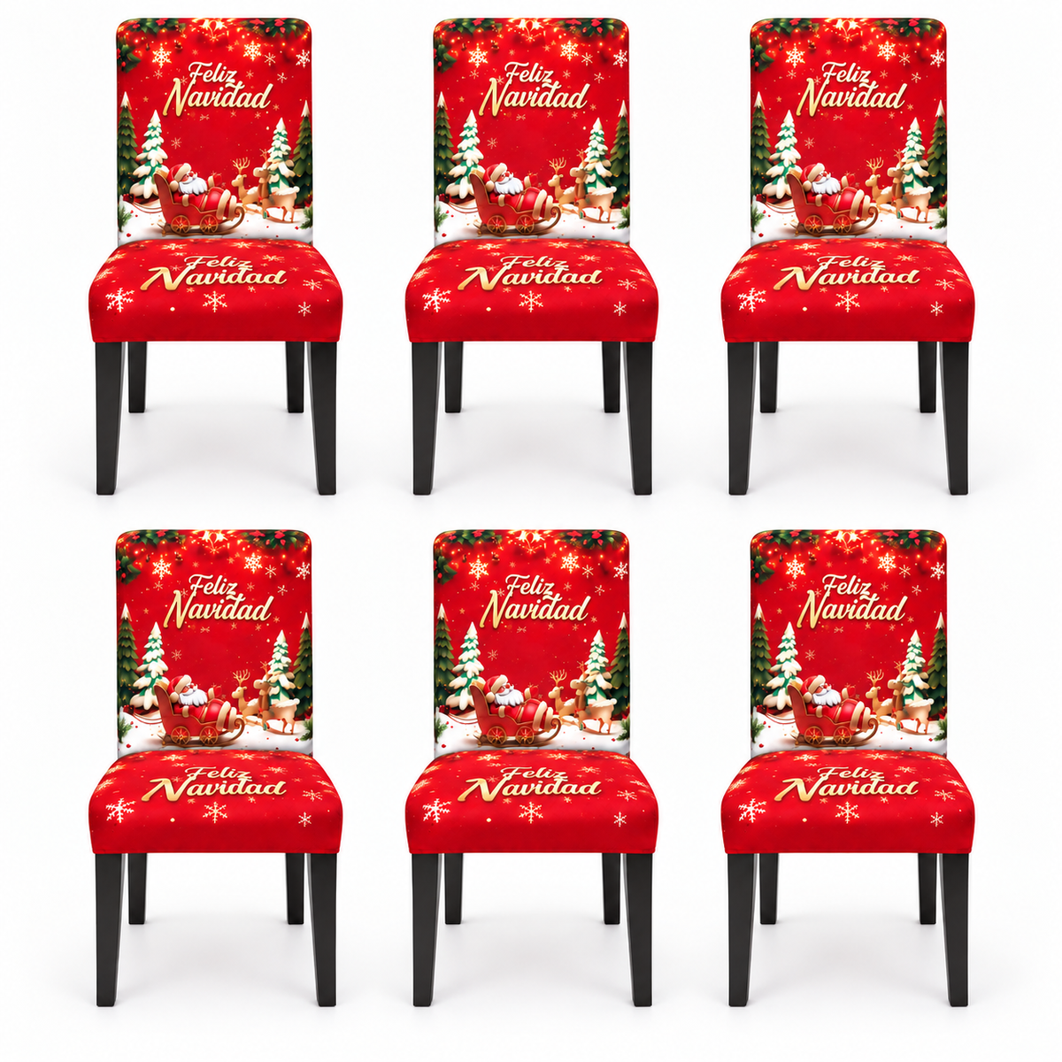 Mantel Y Fundas de Silla Navideño Con Diseño de Trineo