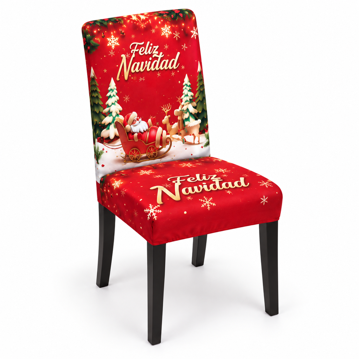 Mantel Y Fundas de Silla Navideño Con Diseño de Trineo