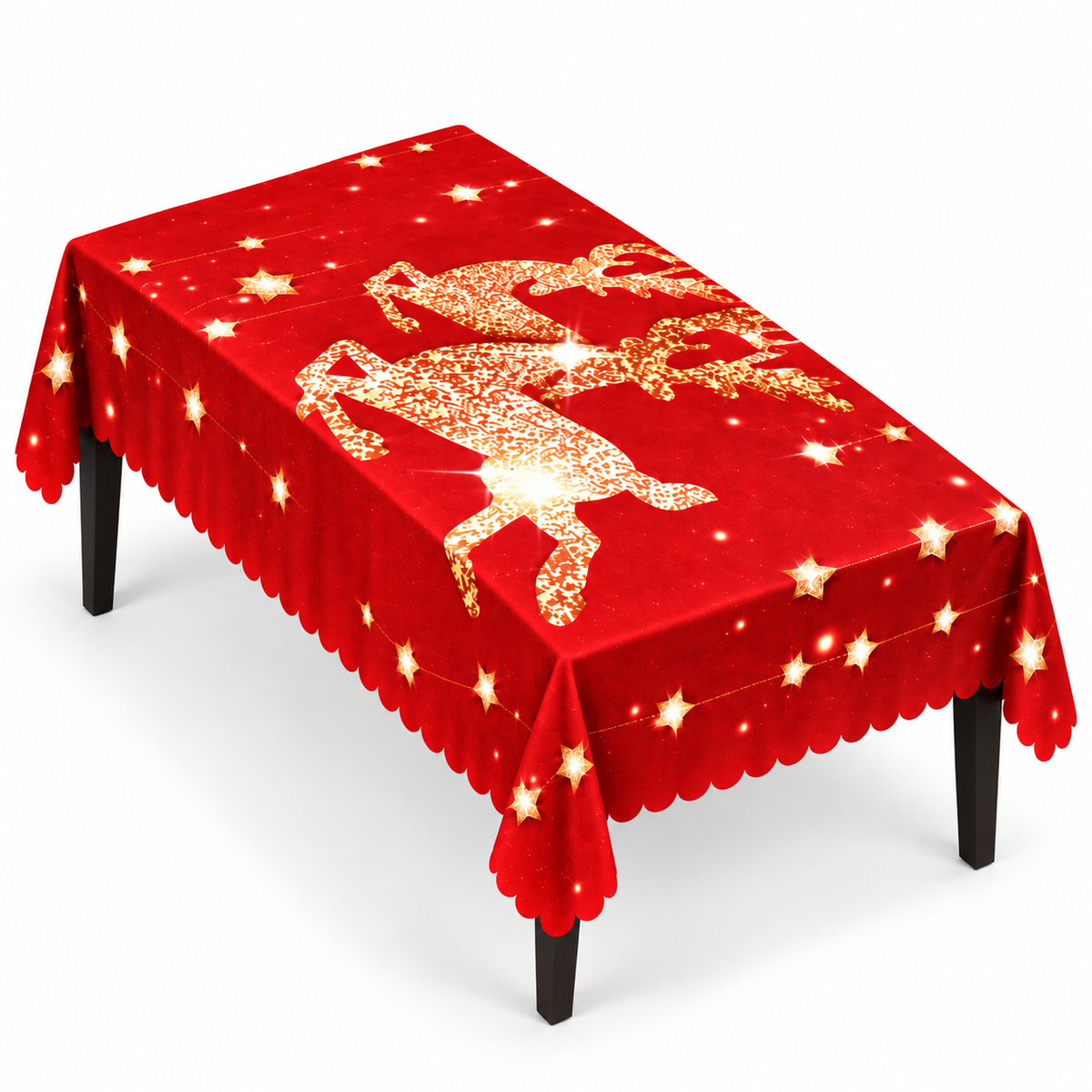 Mantel Y Fundas de Silla Navideño Con Diseño de Renos Luminosos