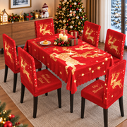 Mantel Y Fundas de Silla Navideño Con Diseño de Renos Luminosos