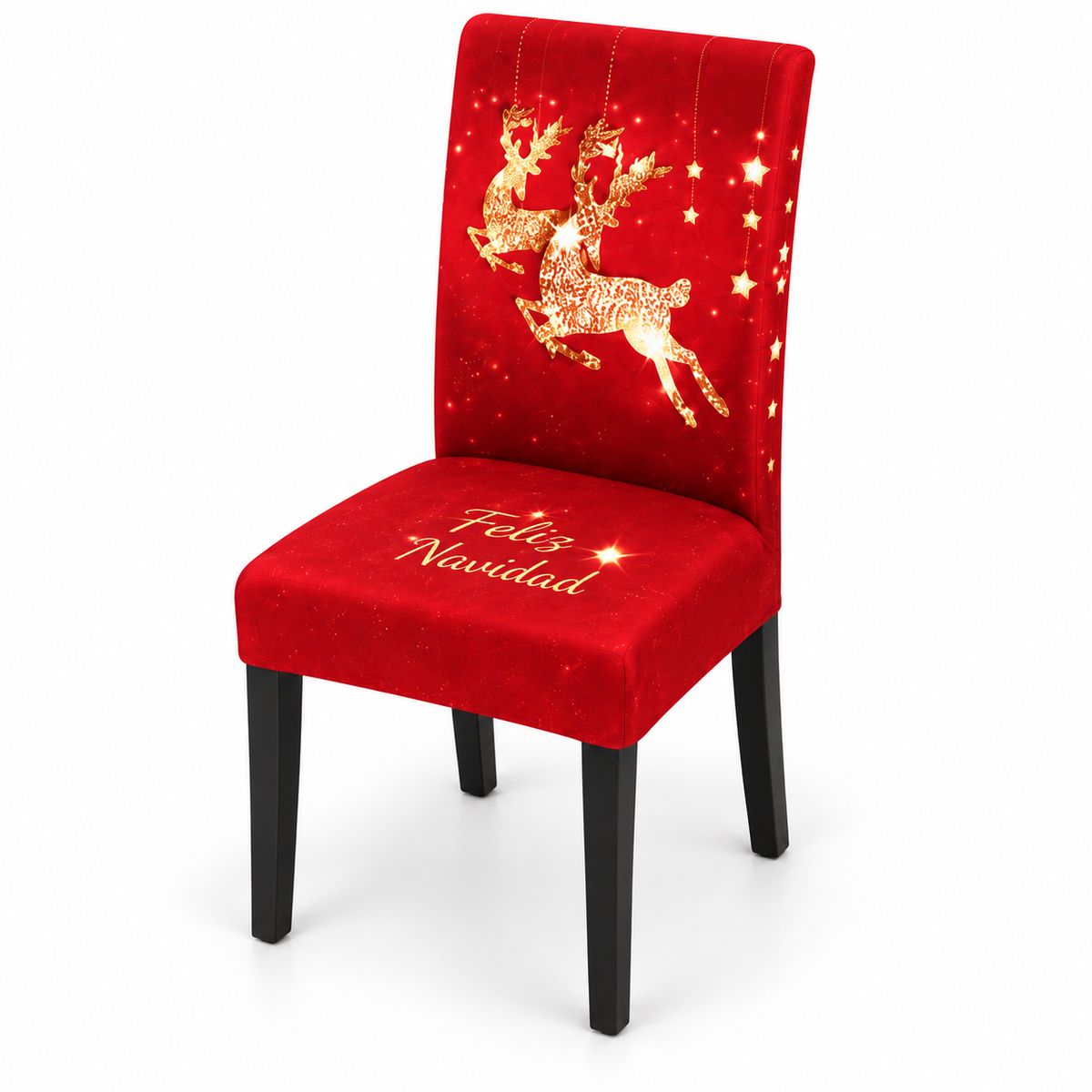 Mantel Y Fundas de Silla Navideño Con Diseño de Renos Luminosos