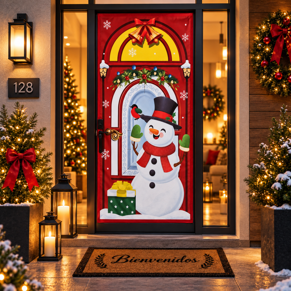 Funda para Puertas Navidad - Muñeco de Nieve 1